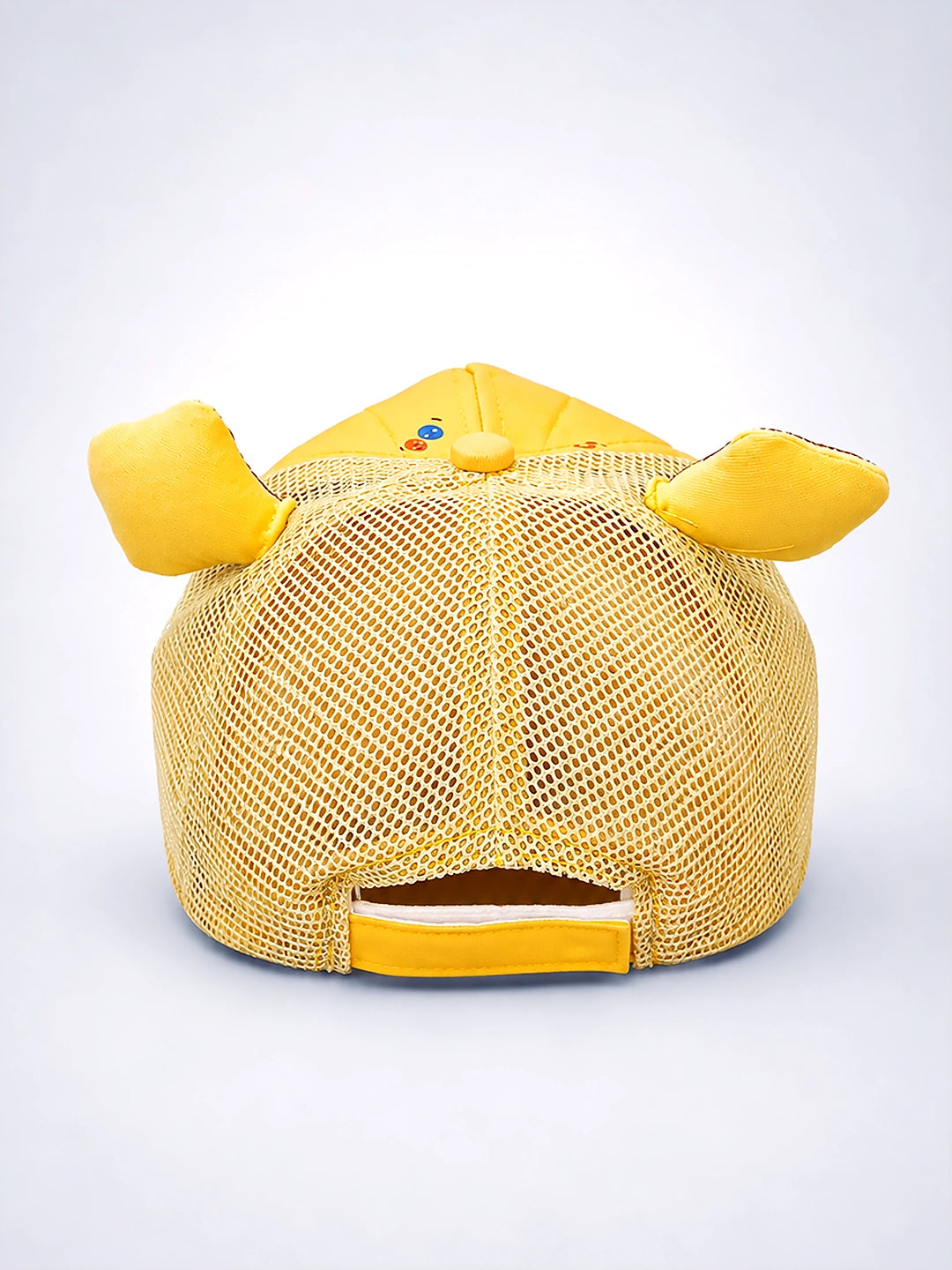 Yellow 3D Bear Kids Cap | Plush Ears & Mesh Back | Adjustable Fit | 2–6 Years