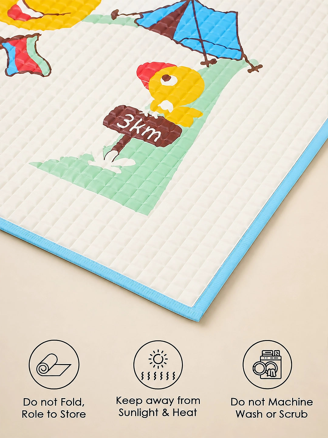 Baby Massage & Play Mat | Dino Camping  Print | Waterproof Natural Latex