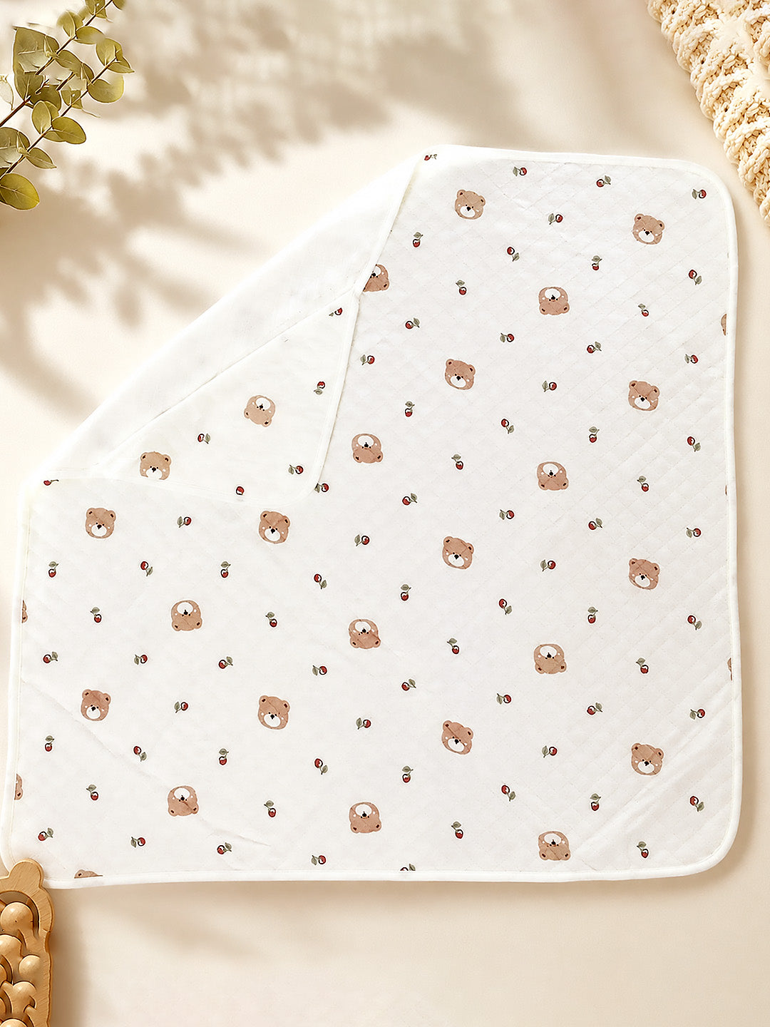 Cherry Bear 6-Layer Muslin Cotton Baby Swaddle Blanket | All-Season | 85×85 cm