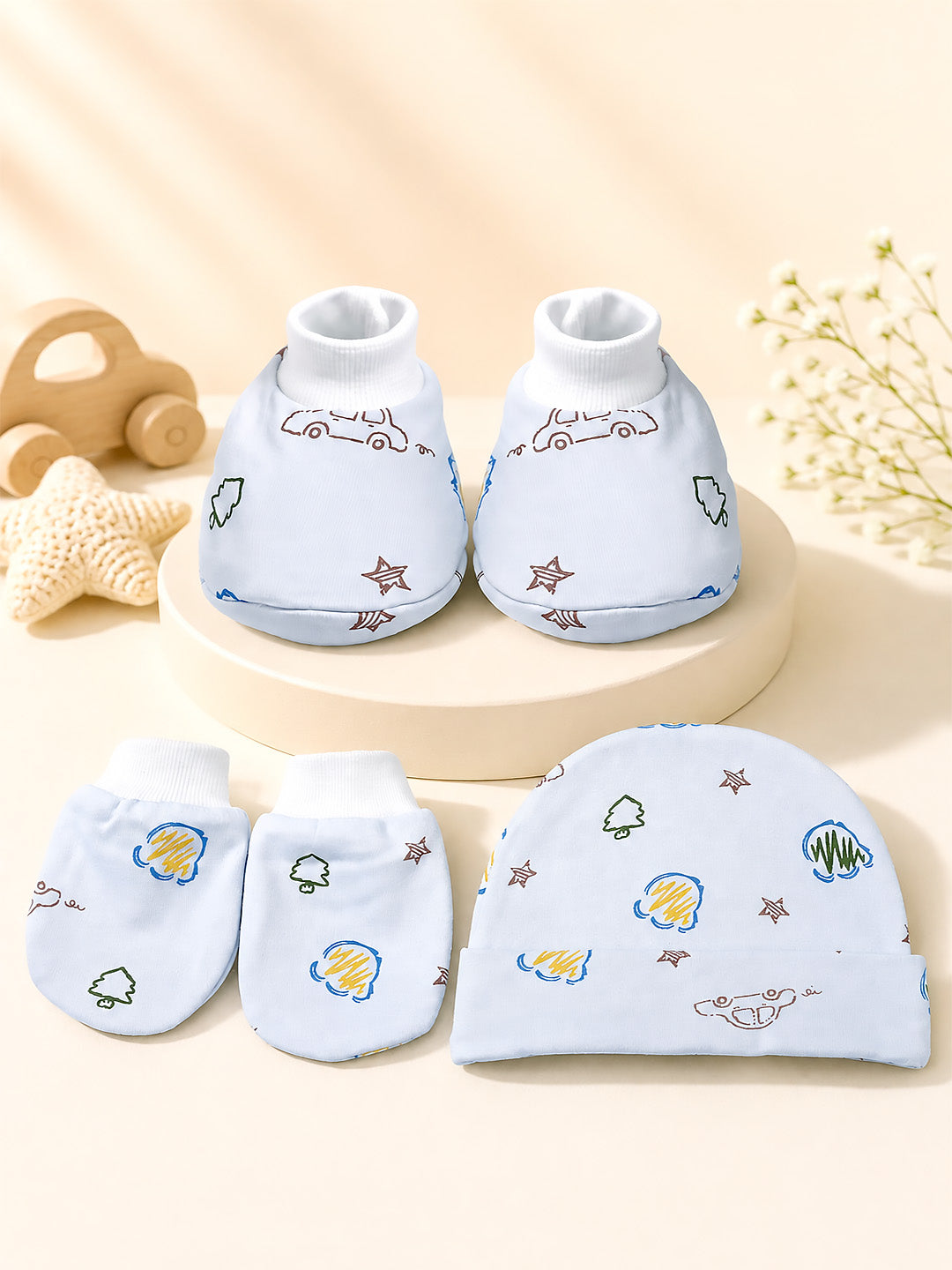 18-Piece Crawling Baby Gift Hamper | Pure Cotton | Knee Pads & Teether | 6–12 Months