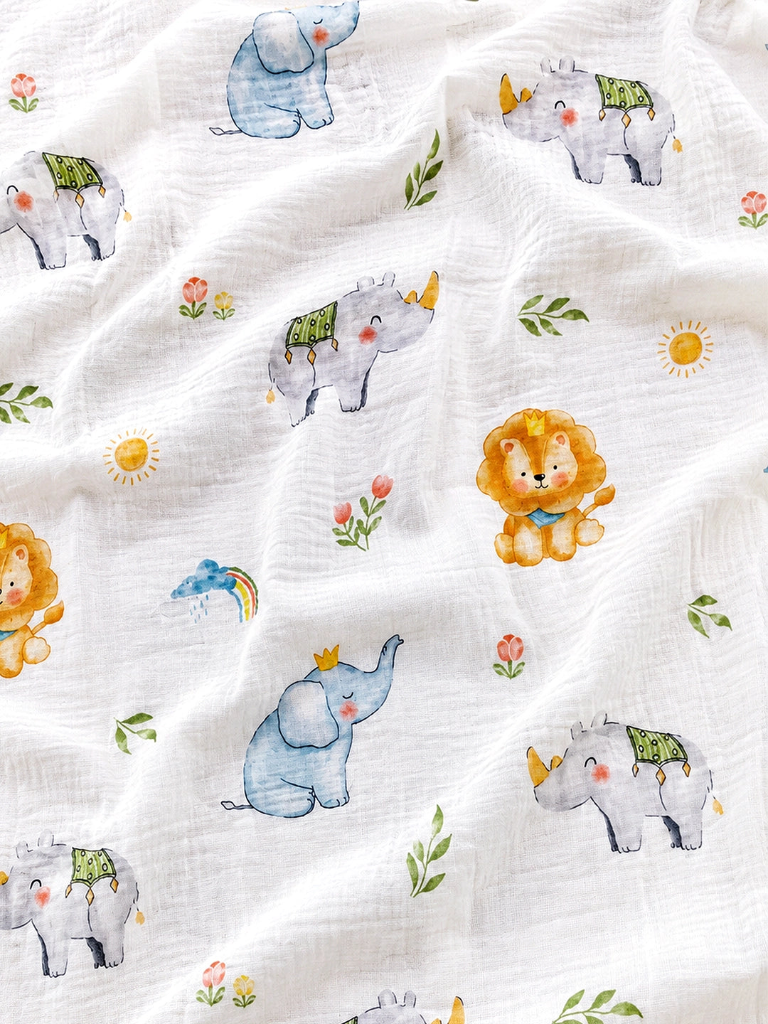 Muslin Cotton Baby Swaddle Set Of - 2 | Breathable & Soft | Safari Kingdom Design