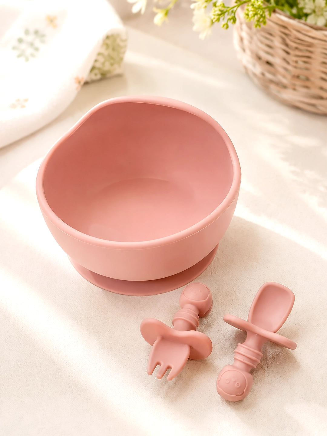 11-Piece Little Foodie Baby Weaning Gift Hamper | Silicone Feeding Set | Cane Basket | 0-24 Months