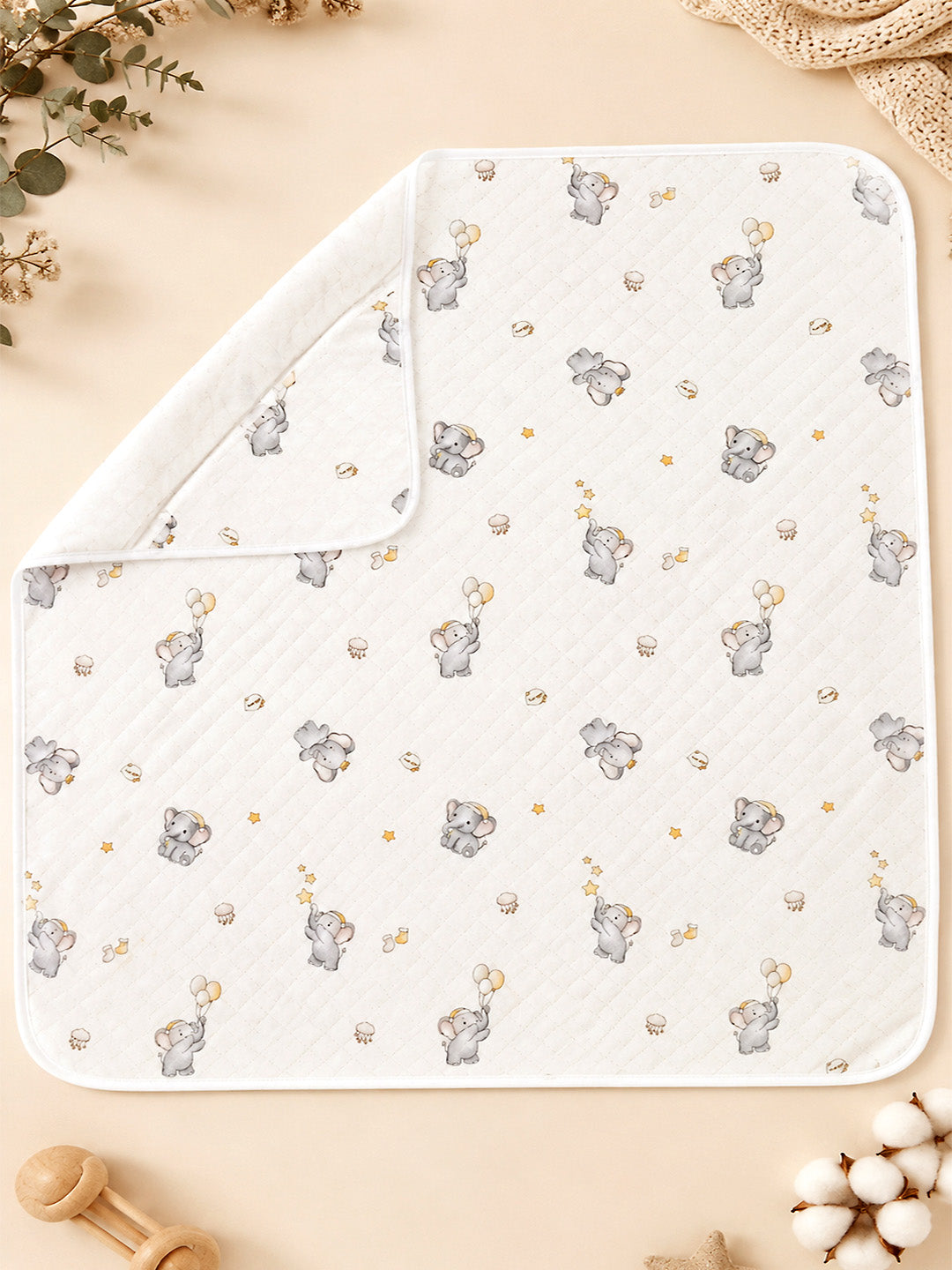 Little Elephant 6-Layer Muslin Cotton Baby Swaddle Blanket | All-Season | 85×85 cm
