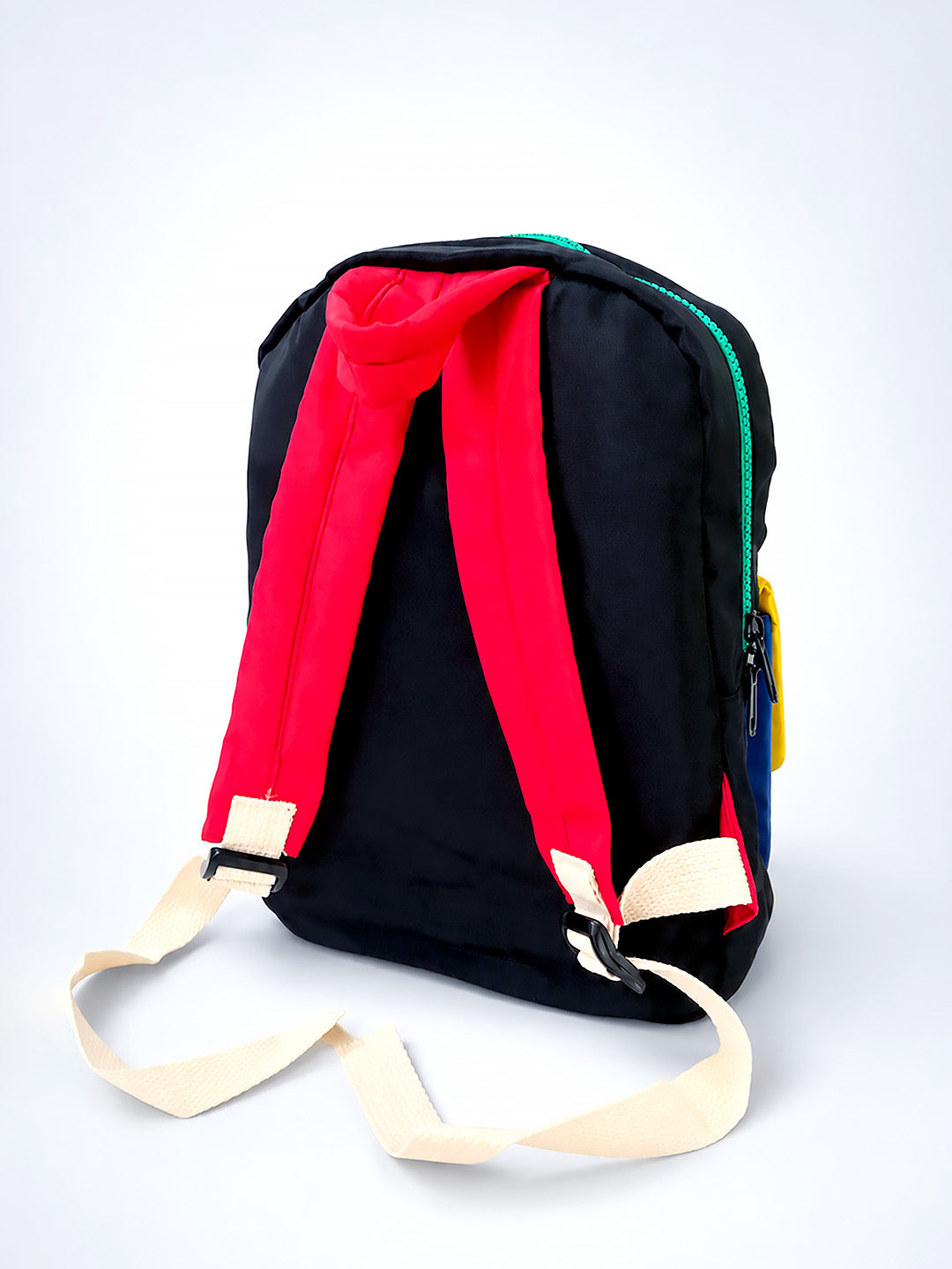 Kids Smiley Face Colour Block Backpack – Black Multi