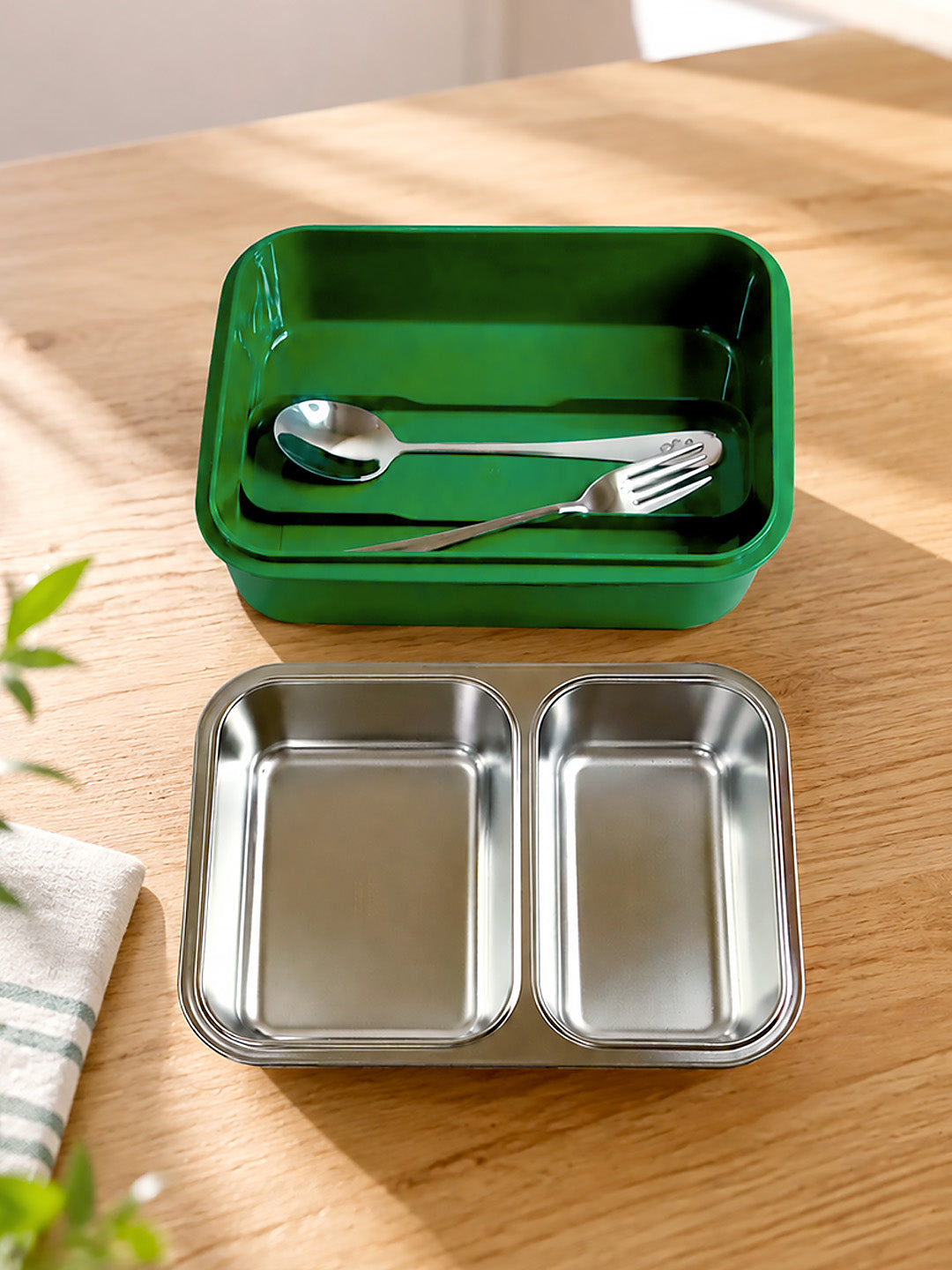 Football Goal Kids Stainless Steel Lunch Box with Cutlery