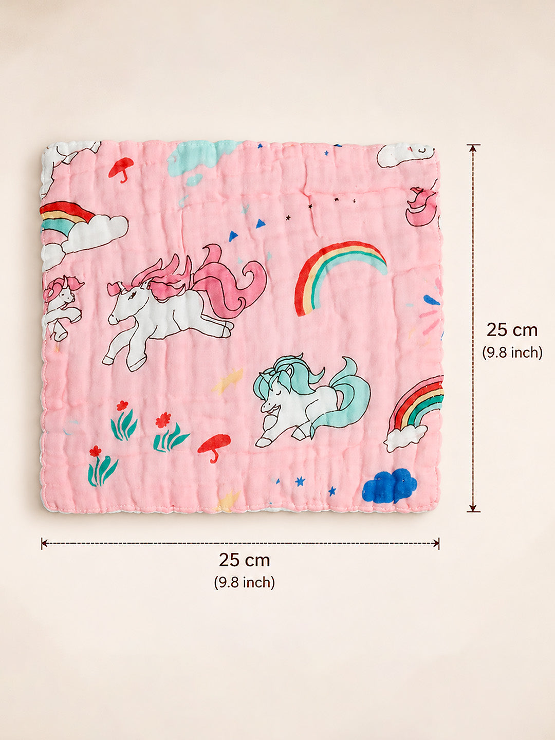 Tom & Jerry, Unicorn & Aeroplane 6-Layer Muslin Face Towel | Pack of 3 | Pure Cotton | 0–3 Yrs