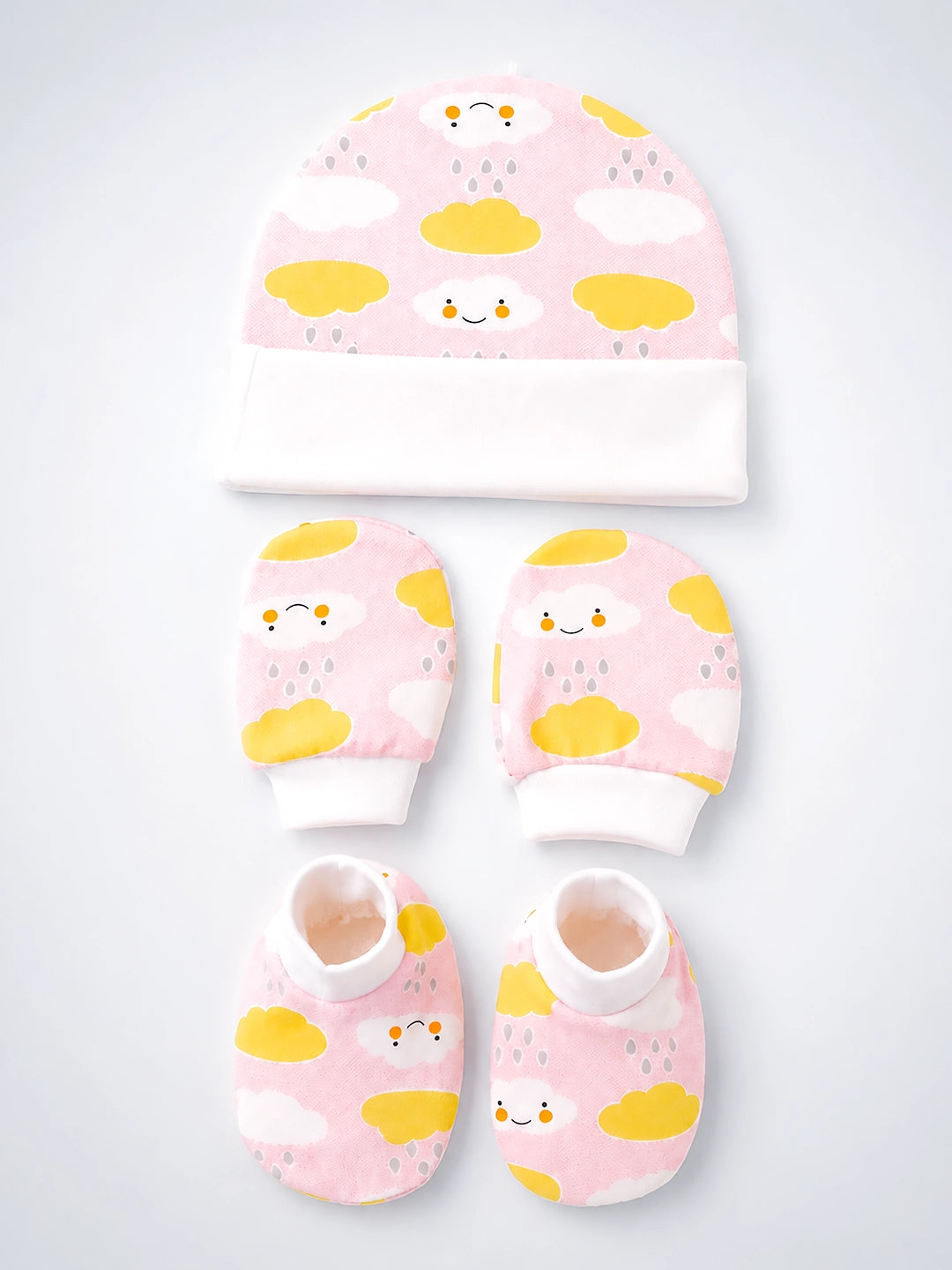 Newborn | Welcome Baby | 23-Piece Pure Cotton | Happy Clouds | Pink Suitcase | Baby Girl | 0–3 Months