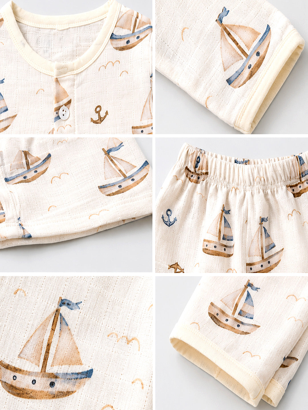 Little Sailor Baby Co-ord Set | Muslin Cotton | Full Sleeve Top & Full Pants | 0–12 Months