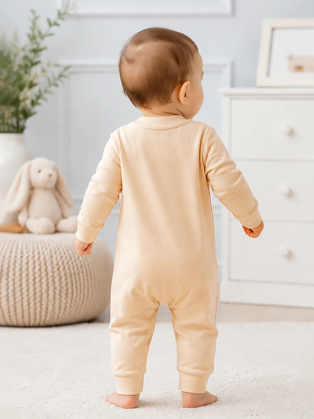 Bear Print Baby Romper | Full Sleeve | Snap Button | Footless | 0–12 Months