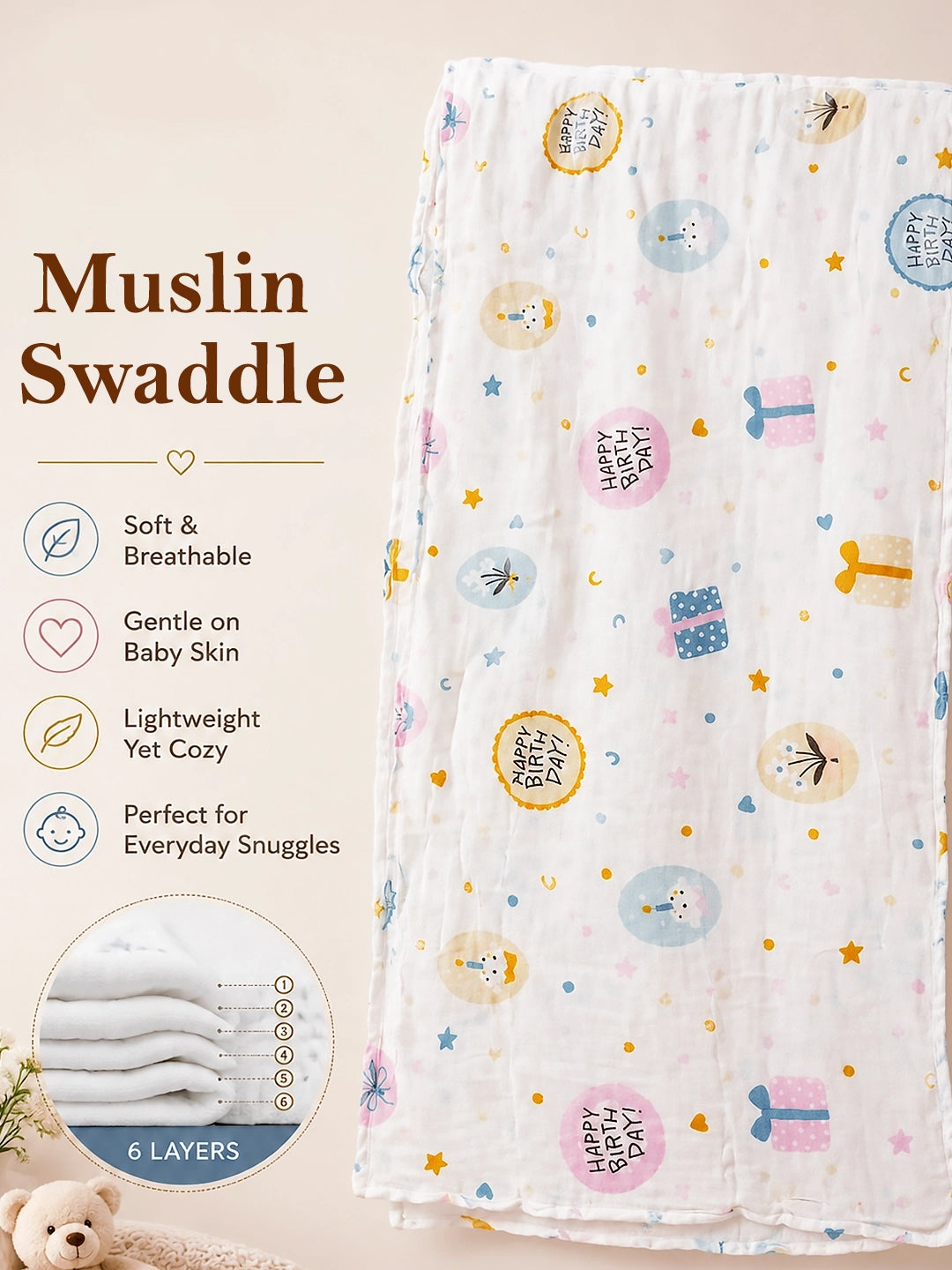 Newborn | Exclusive Muslin Cotton  |17-Piece Gift set  | Gift Box | Unisex | 0–6 Months