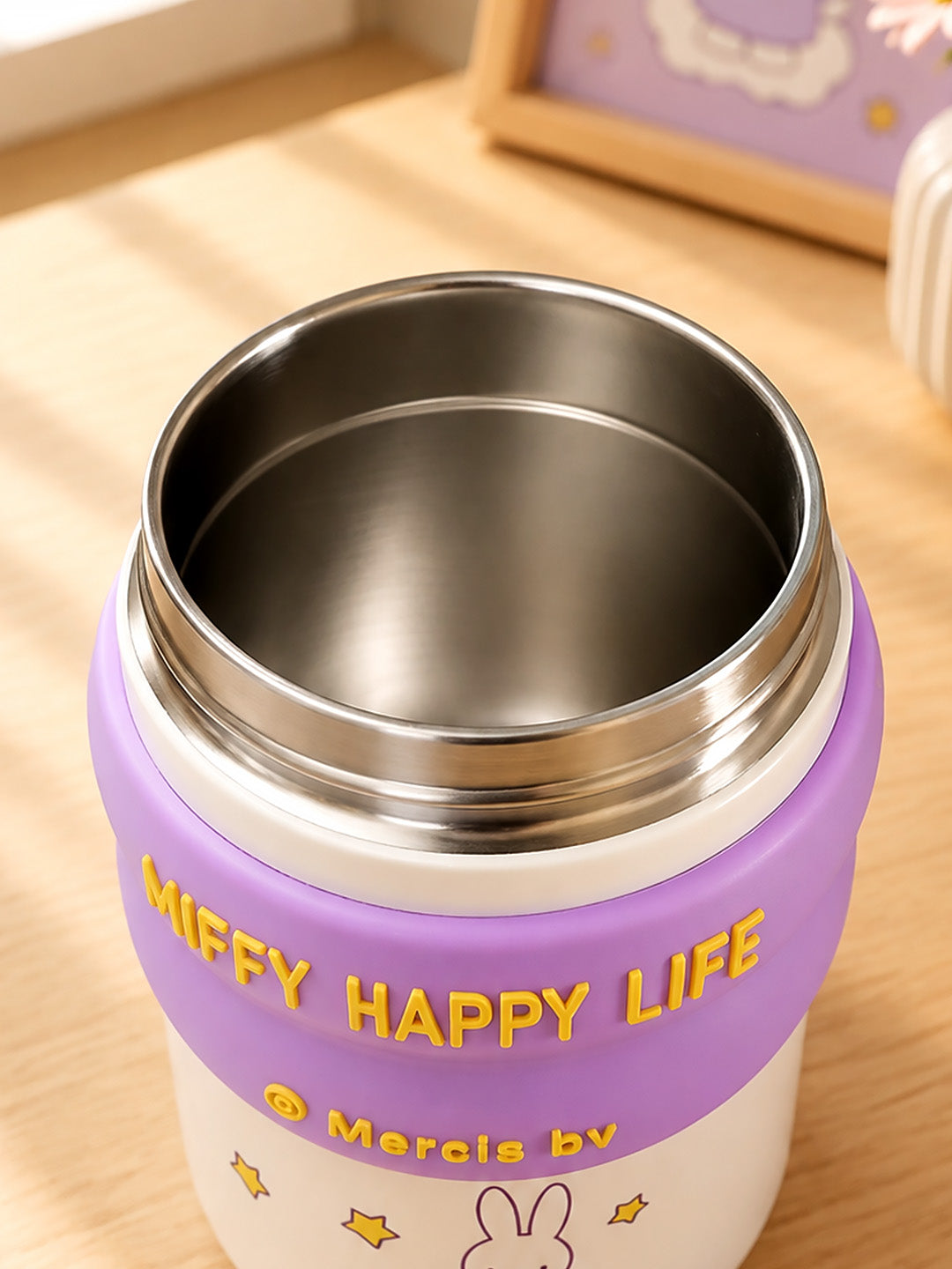 Miffy Happy Life Kids Stainless Steel Tumbler — 480ml | Dual Lid, Infuser & Carry Strap