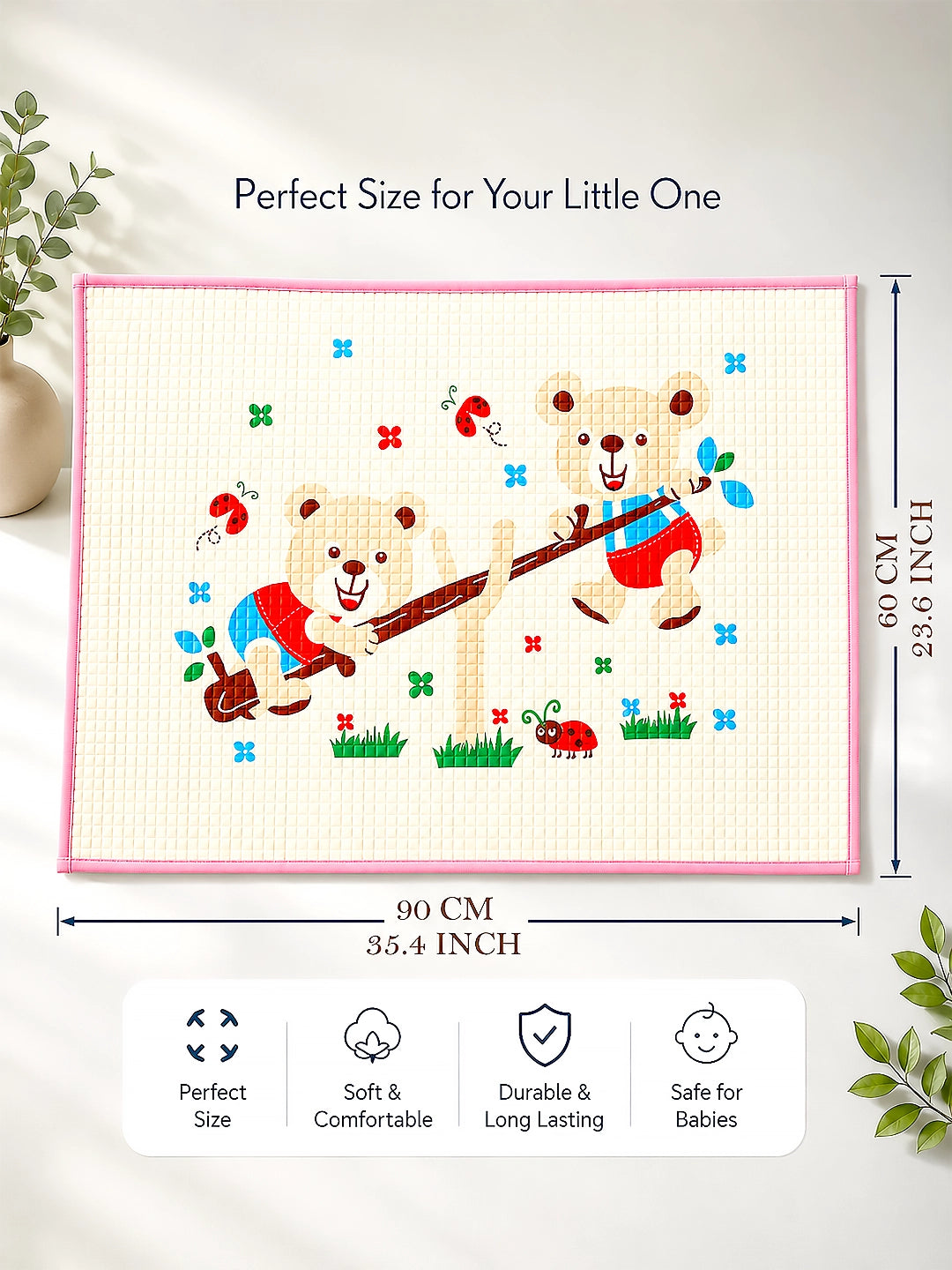 Baby Massage & Play Mat | Seesaw Bears Print |Waterproof Natural Latex