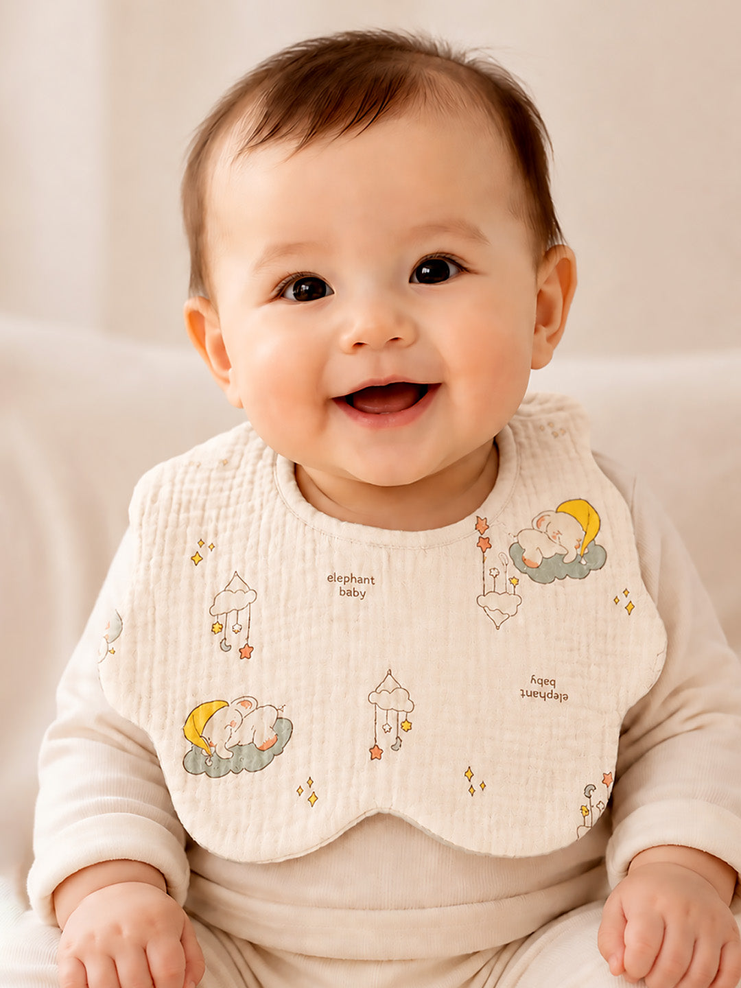 Bear, Elephant & Forest 3-Piece Muslin Baby Bibs | Snap Closure | Drool & Feeding Bib