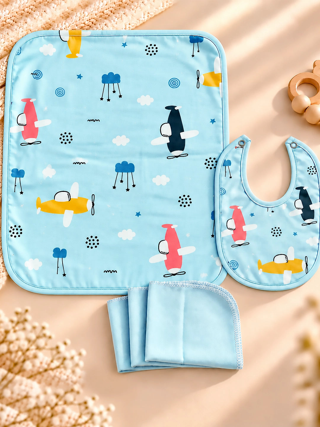 Newborn | Welcome Baby | Baby Shower | 22-Piece Gift Set | Pure Cotton | Happy Stars Blue Suitcase | Baby Boy & Girl | 0–3 Months