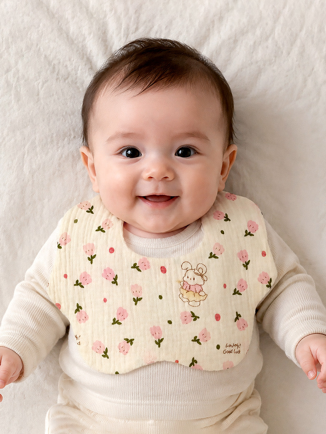 Floral, Bow & Character Print 3-Piece Muslin Baby Bibs | Snap Closure | Drool & Burp Bib