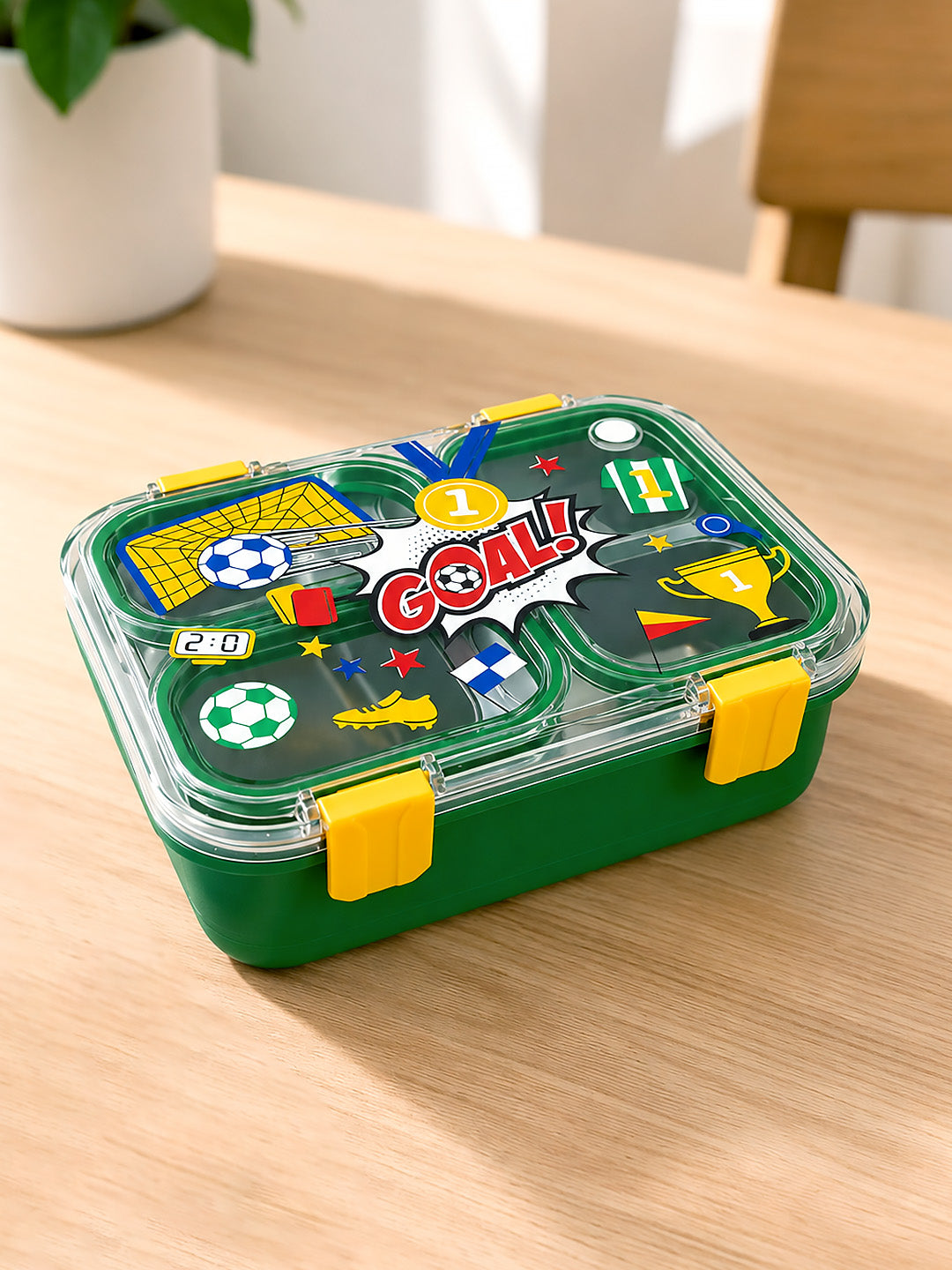 3-Compartment Kids Lunch Box | Stainless Steel Tray | Leak-Proof | Spoon & Fork Included