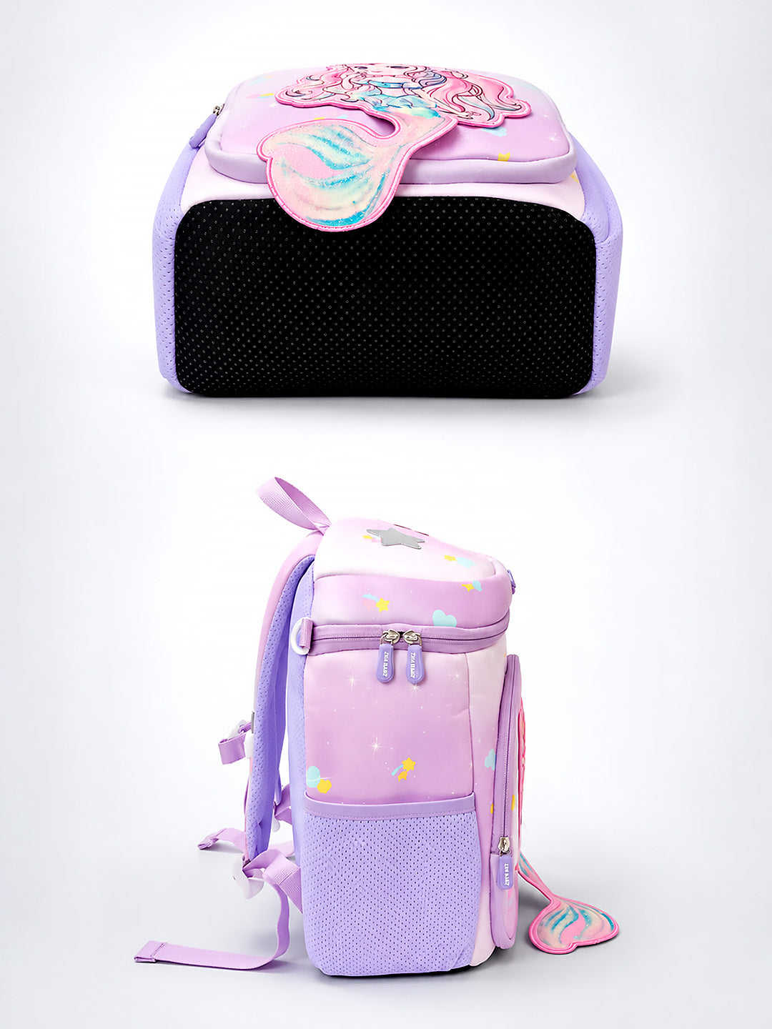 3D Mermaid Princess Kids School Backpack – Purple & Pink