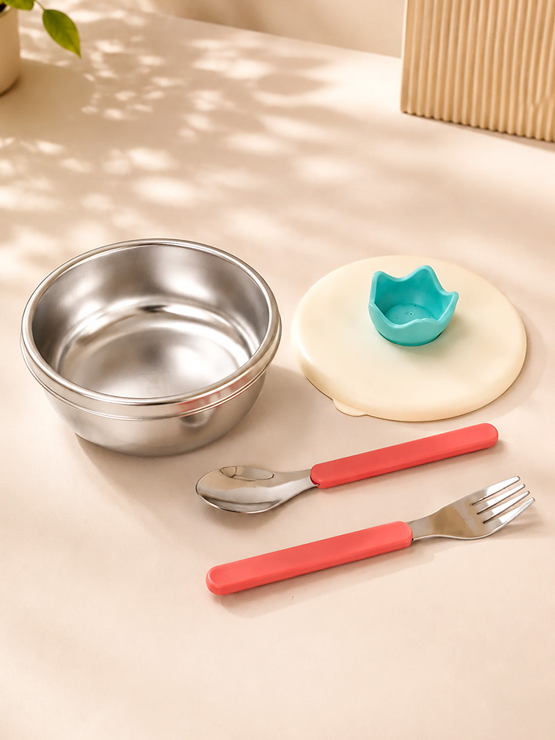 Kids Round Insulated Lunch Bowl | Stainless Steel | Double-Layer | Fork & Spoon Included