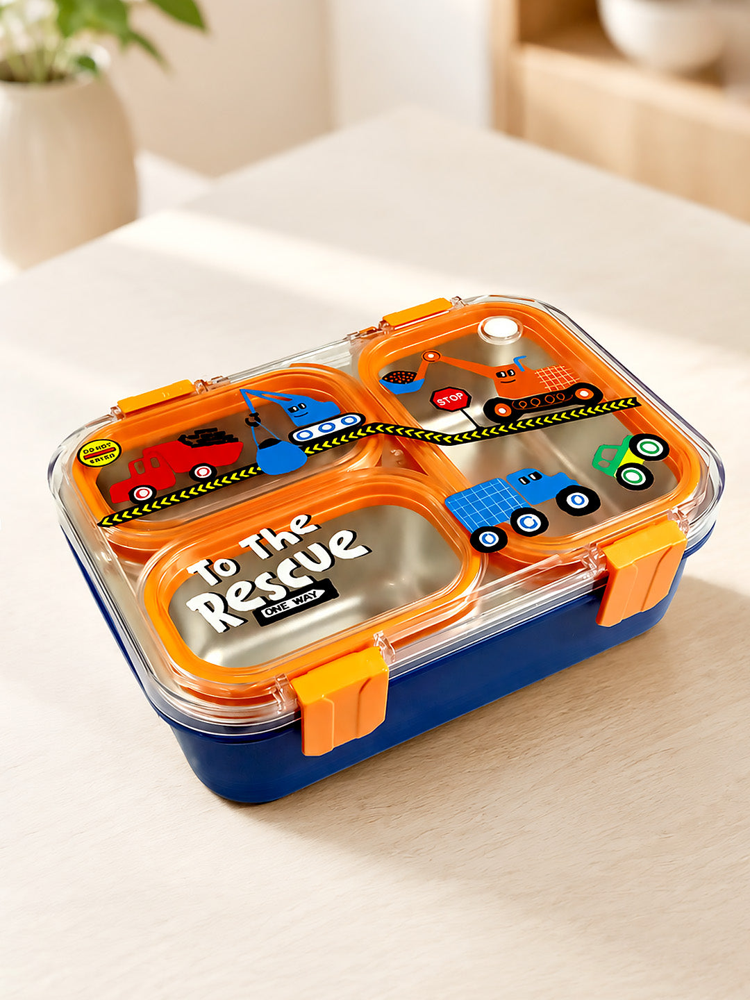 3-Compartment Kids Lunch Box | Stainless Steel Tray | Leak-Proof | Fork & Spoon Included