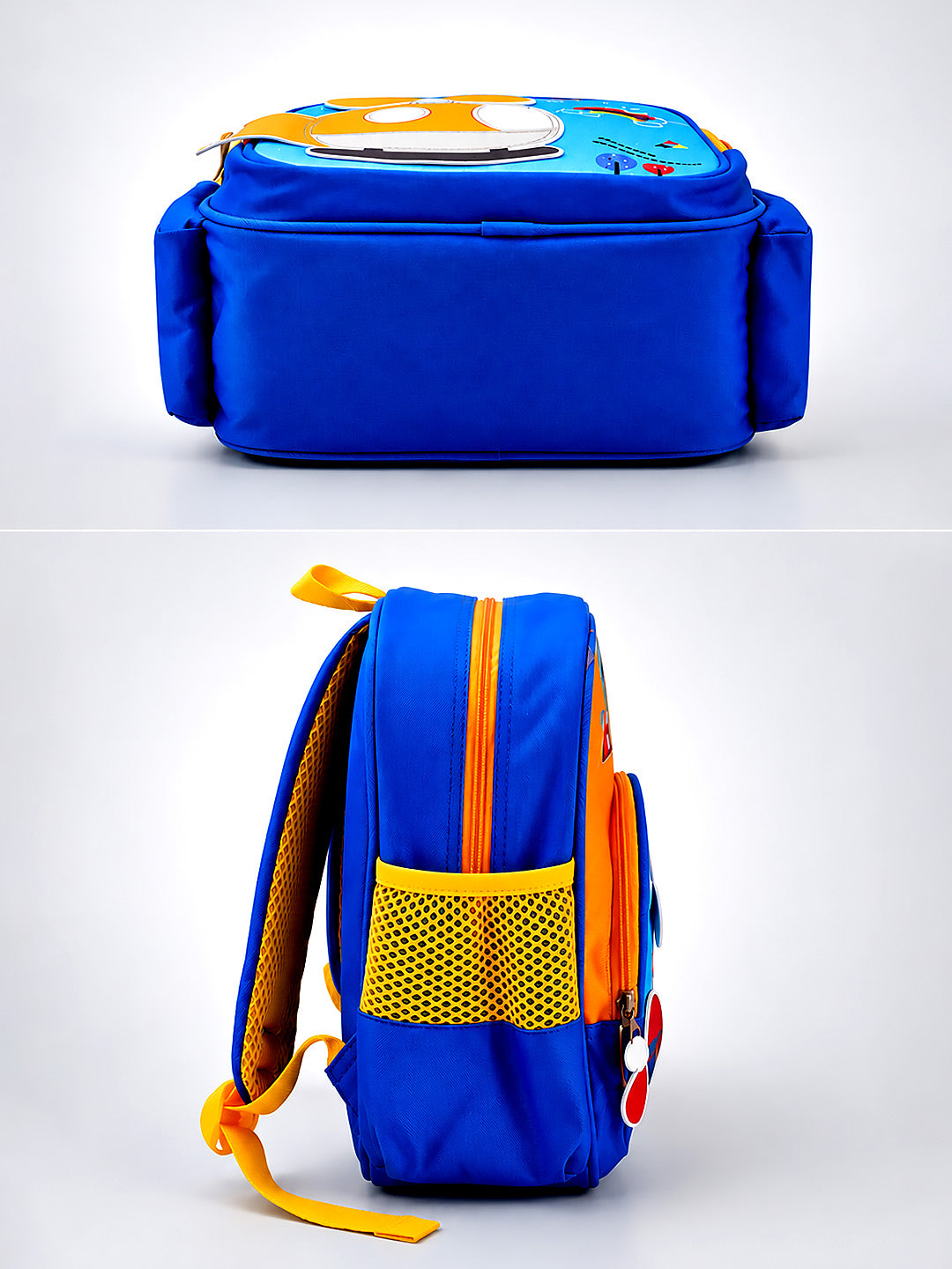 Kids Helicopter 3D Backpack – Blue & Orange School Bag for Toddlers & Kids