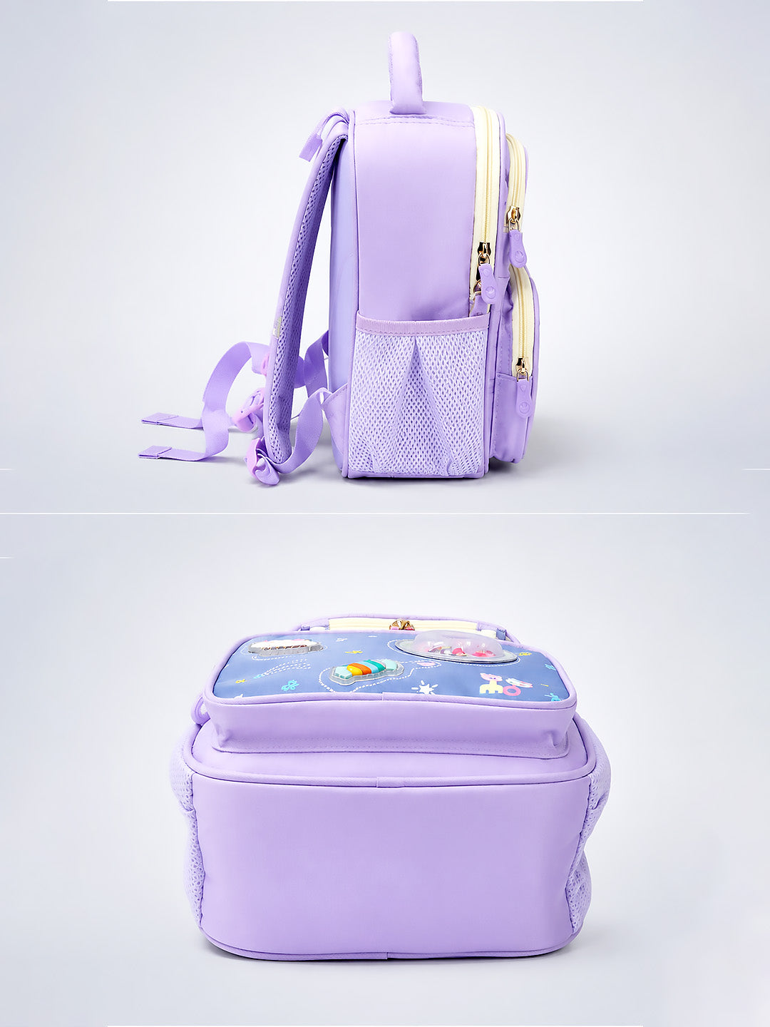 Purple LED Bear Kids School Backpack with Cute Candy Patches