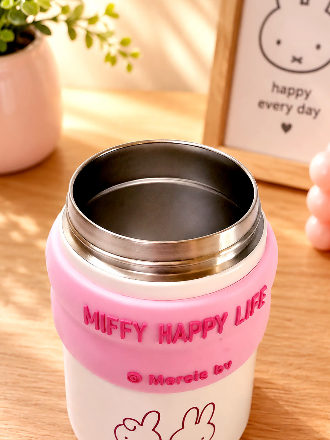 Miffy Happy Life Pink Kids Tumbler — 480ml | Dual Lid, Infuser & Miffy Charm