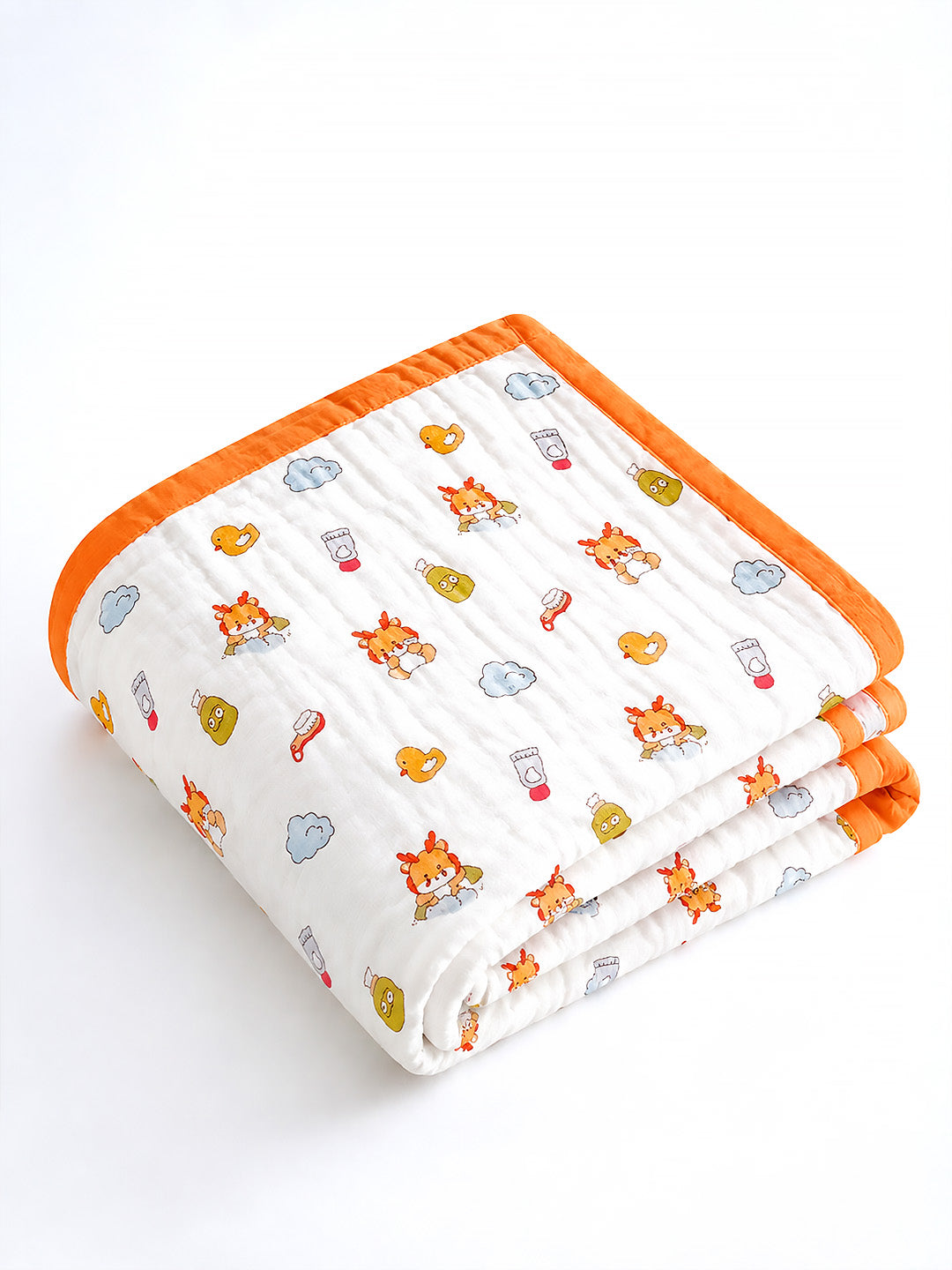 Bath Time Lion 6-Layer Muslin Cotton Baby Blanket | All-Season | 110×110 cm