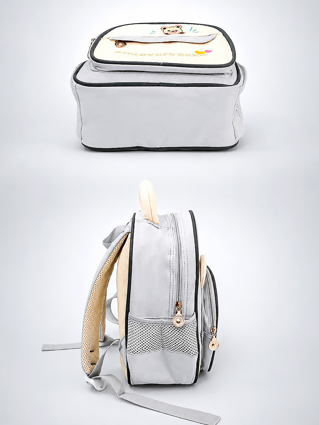 The Lovely Bear Kids Backpack – Blue & Cream Bear-Ear Toddler School Bag