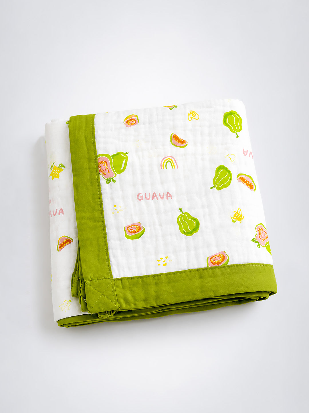 Guava Garden 6-Layer Muslin Cotton Baby Blanket | All-Season | 110×110 cm