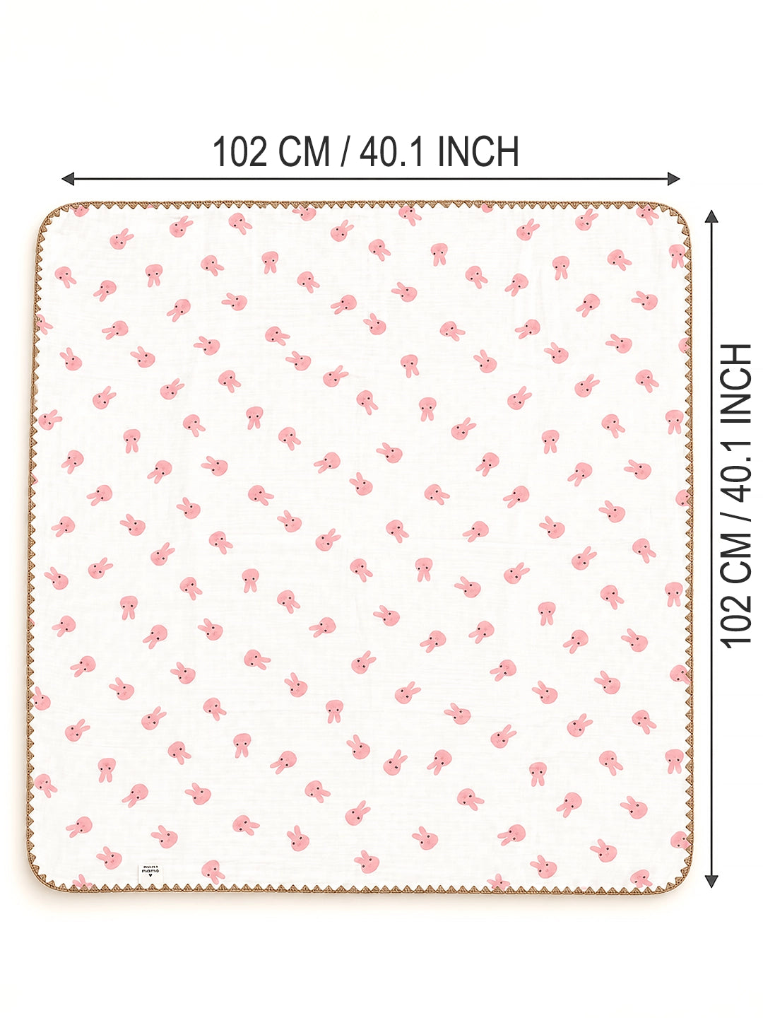 Pink Bunny Hop Super Soft Muslin Cotton Baby Blanket | All-Season | 102×102 cm
