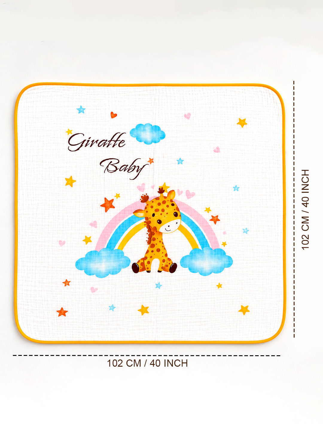 Giraffe Baby Rainbow 6-Layer Muslin Cotton Baby Blanket | All-Season | 102×102 cm