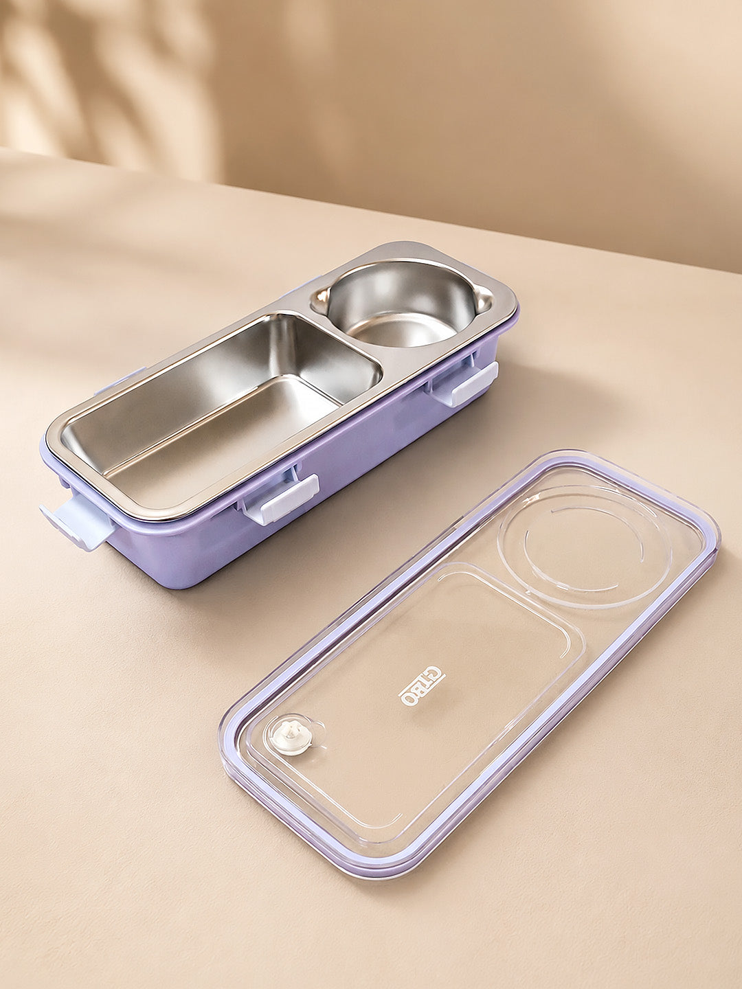 2-Compartment Stainless Steel Kids Lunch Box | Leak-Proof | Sauce Container | Fork & Spoon Included