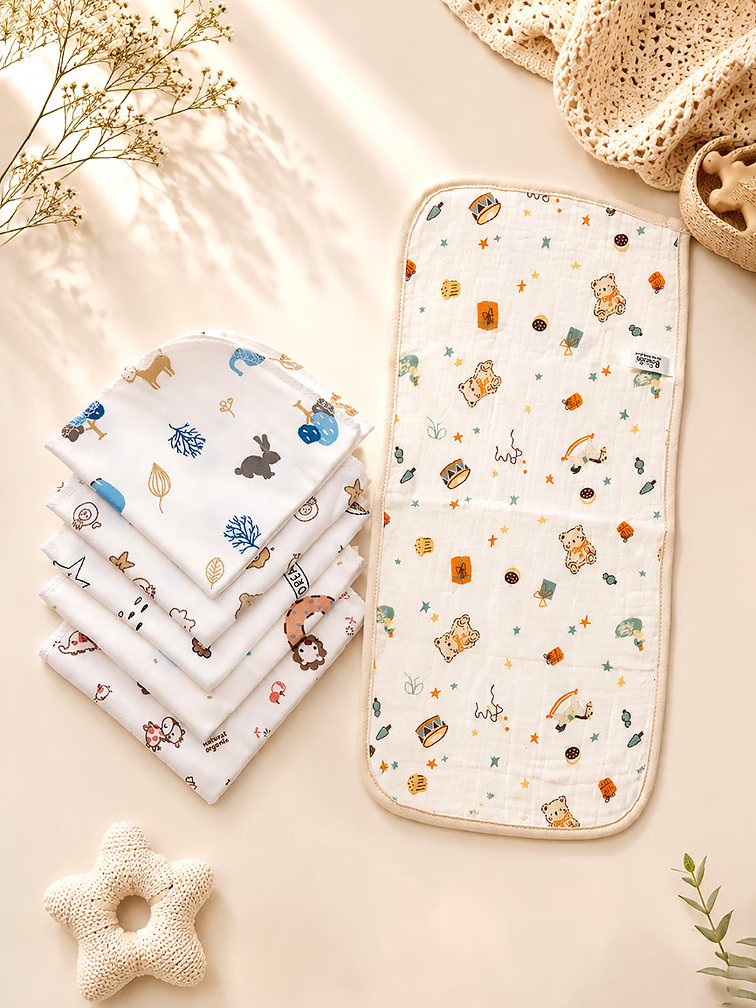Welcome Baby 18-Piece Newborn Gift Hamper | Cotton & Muslin | Unisex | 0–3 Months