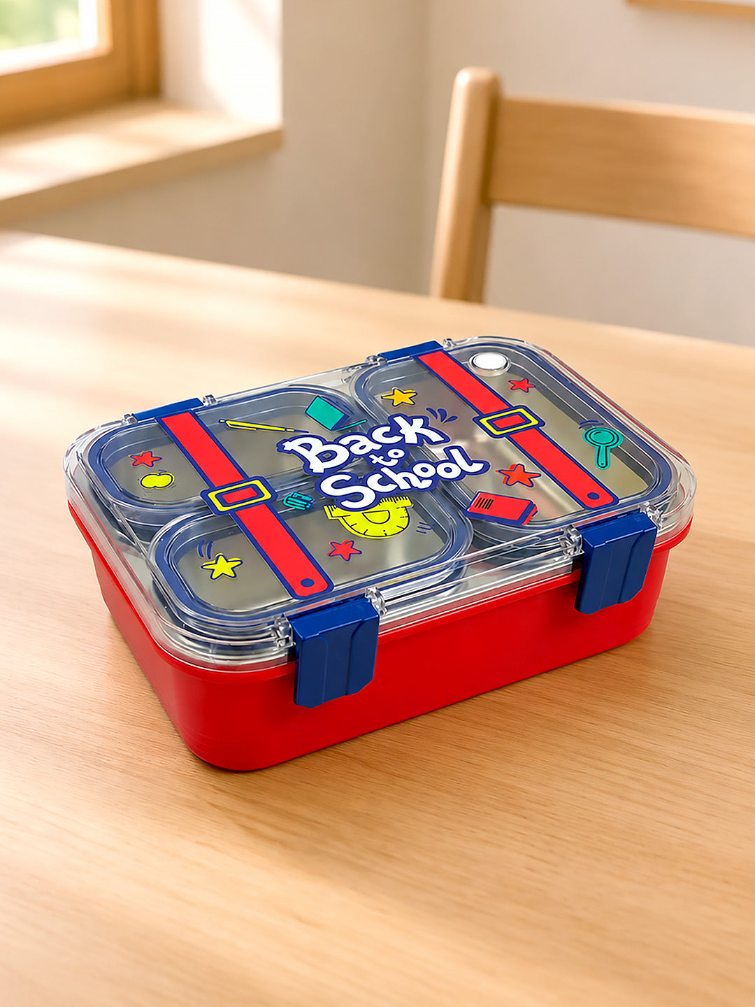 3-Compartment Kids Lunch Box | Stainless Steel | Leak-Proof | Fork & Spoon Included