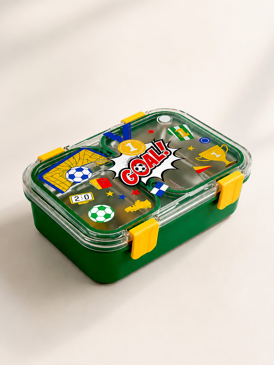 Football Goal Kids Stainless Steel Lunch Box with Cutlery