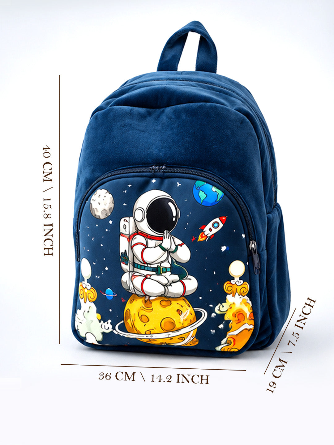 Kids Soft Plush Astronaut Space Backpack – Navy Blue