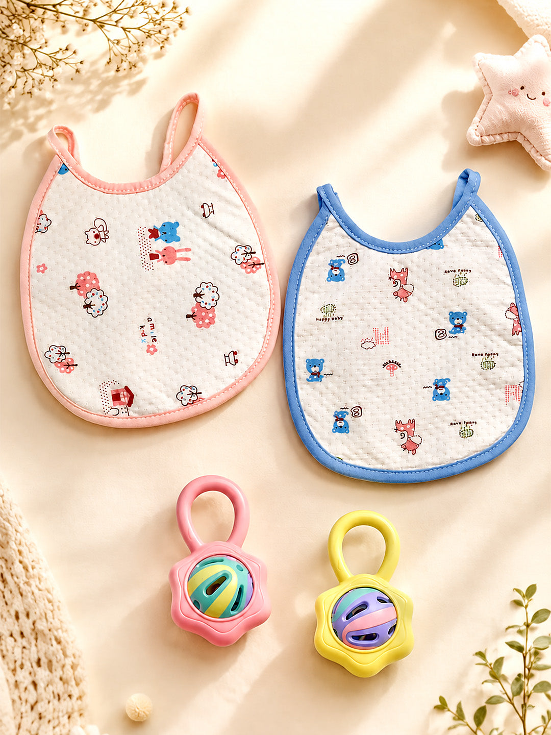 32-Piece Newborn Twin Baby Gift Hamper | Pure Cotton | Unisex | 0–6 Months