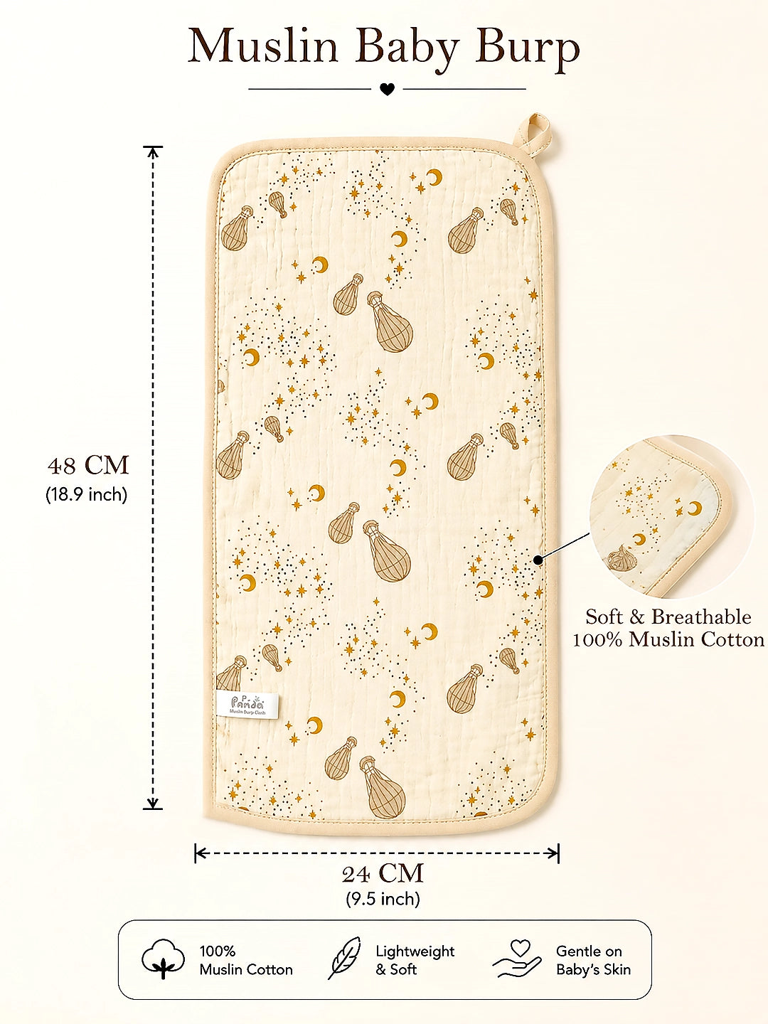 Teddy Bear & Starry Night Muslin Burp Cloth | Set of 2 | 100% Pure Cotton |
