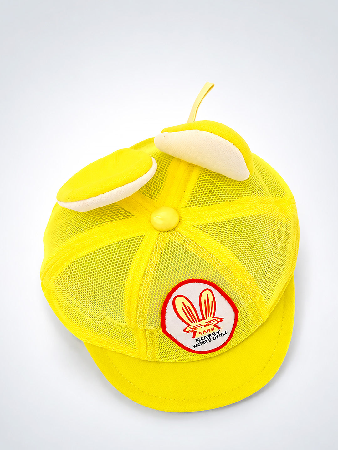 Yellow 3D Bunny Ears Kids Cap | Mesh Fabric | Adjustable Fit | 2–6 Years