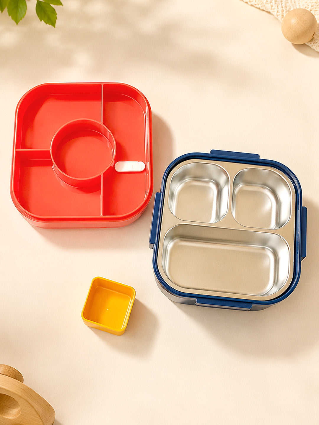 Rocket "To Fly Time" 2-Tier Kids Lunch Box | Stainless Steel | Leak-Proof | Spoon & Sauce Box Included
