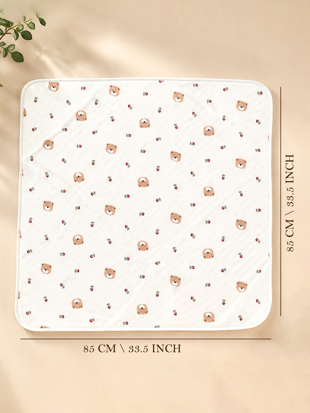 Cherry Bear 6-Layer Muslin Cotton Baby Swaddle Blanket | All-Season | 85×85 cm