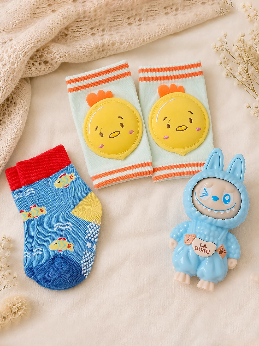 Crawling Baby | Annaprashana Ceremony | 13-Piece Baby Gift Hamper | Pure Cotton  | 6–12 Months