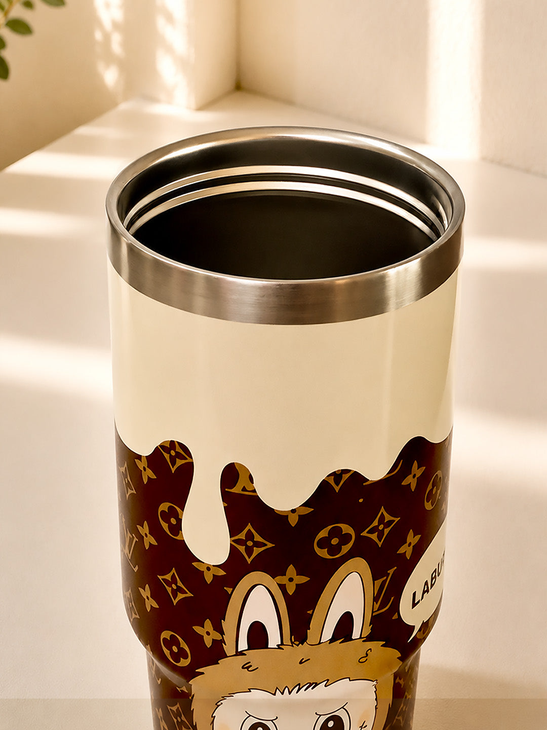 Labubu Monogram Stainless Steel Kids Tumbler | Dual Lid & Carry Handle