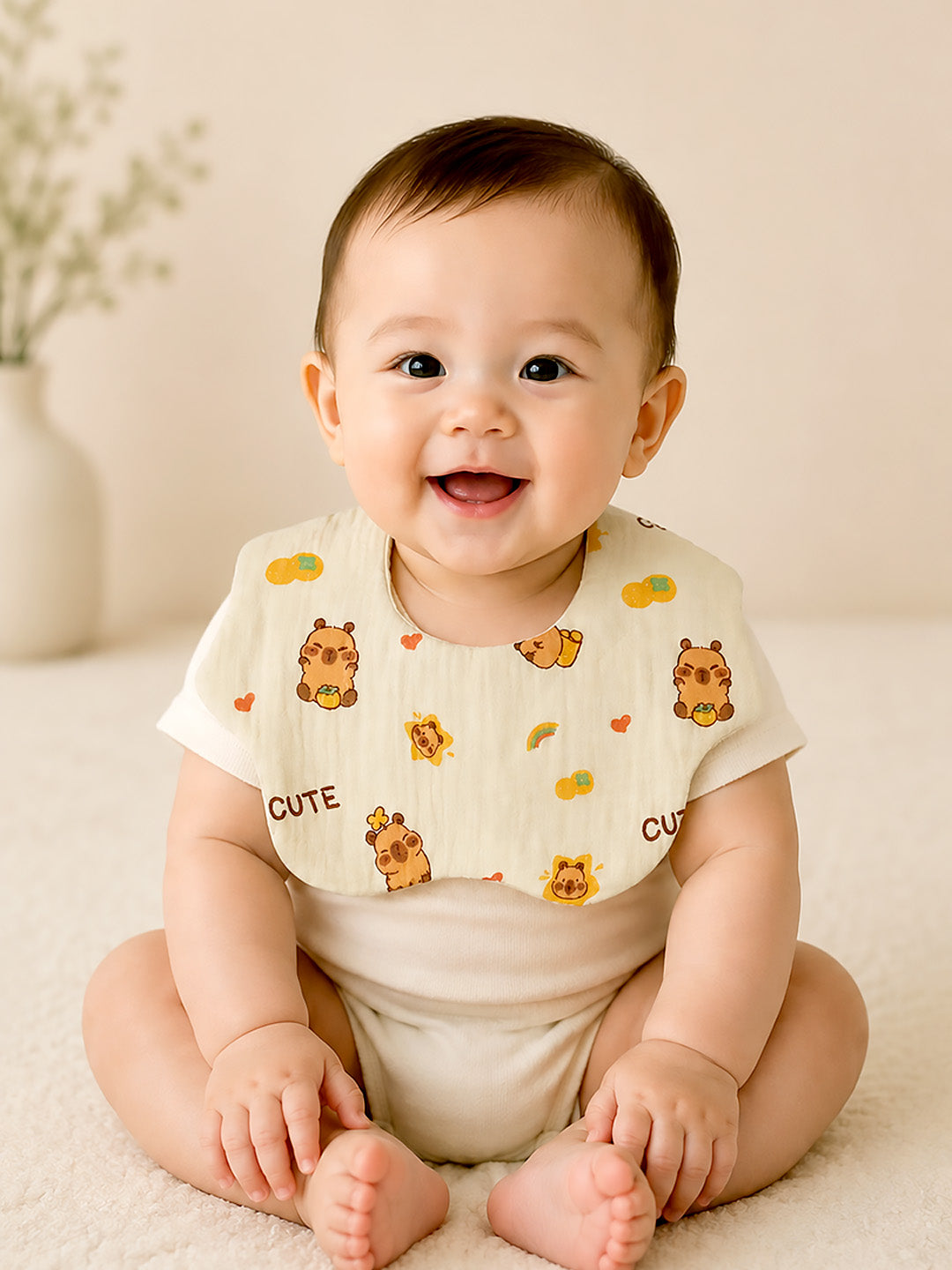 Bear, Floral & Polka Dot 3-Piece Muslin Cotton Shoulder Bibs | Snap Closure | Drool & Burp Bib