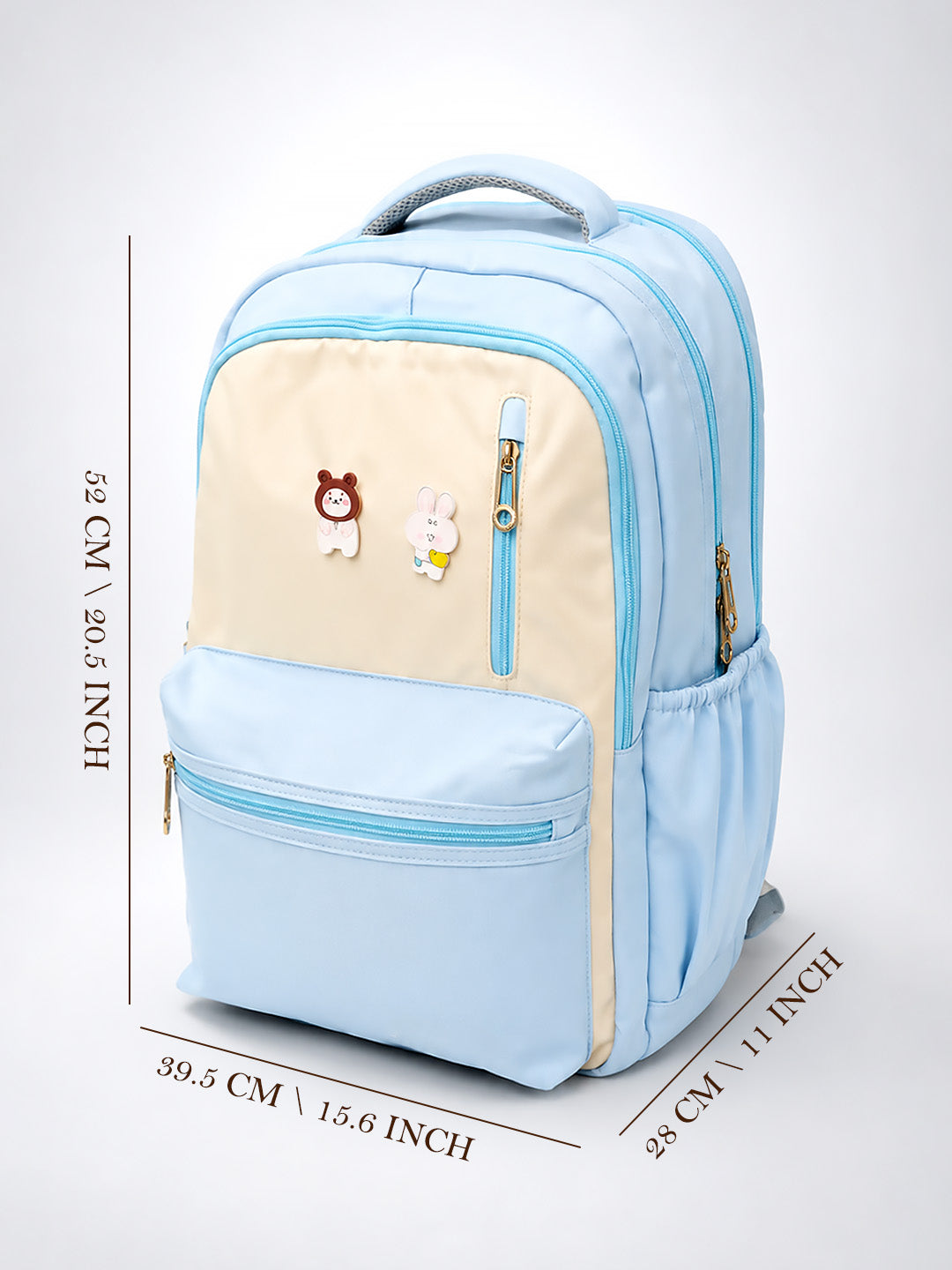 Kids Bear & Bunny School Backpack – Light Blue