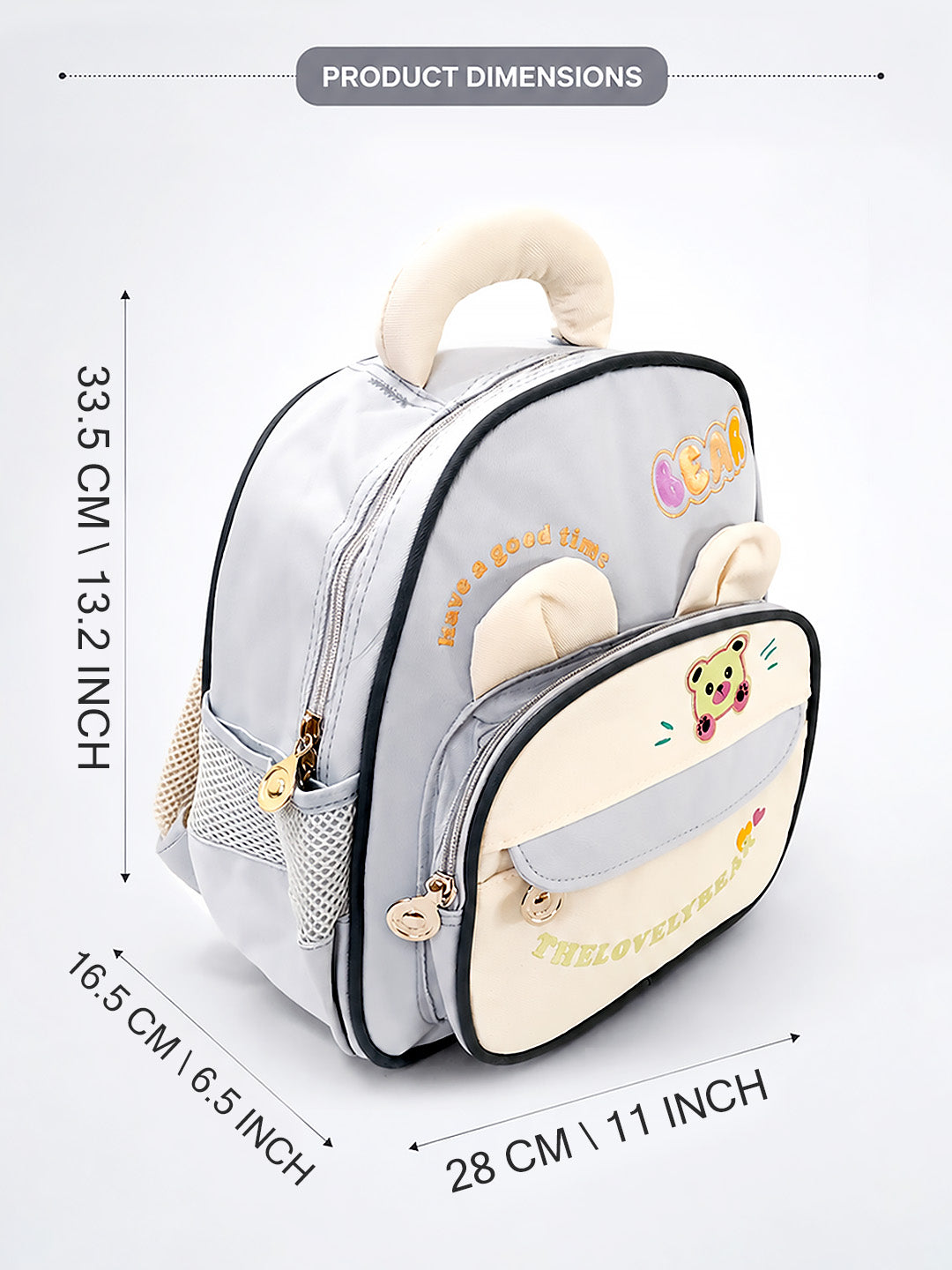 The Lovely Bear Kids Backpack – Blue & Cream Bear-Ear Toddler School Bag