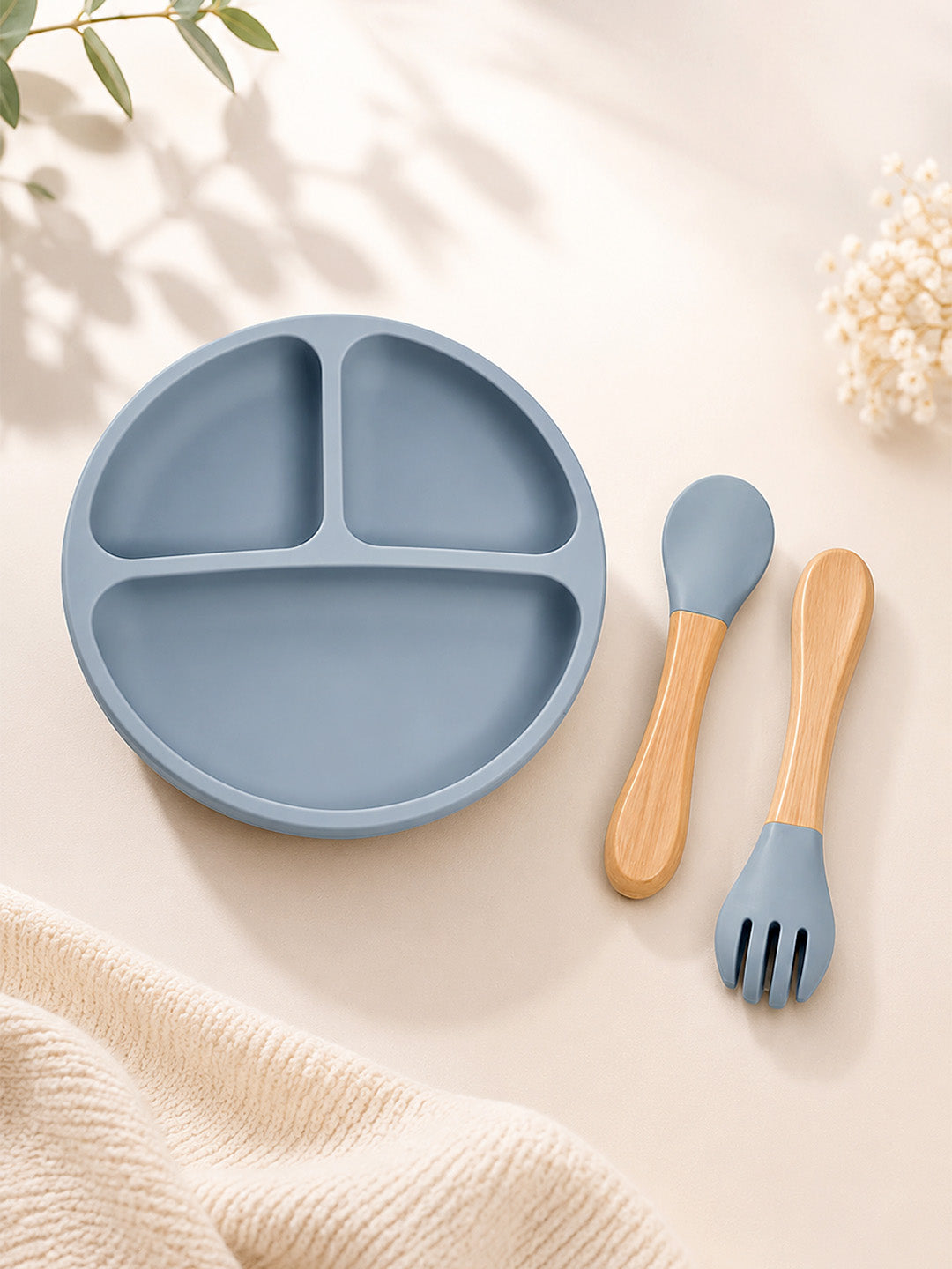 11-Piece Little Foodie Baby Weaning Gift Hamper | Silicone Feeding Set | Dino Space Theme | Cane Basket | 0-24 Months