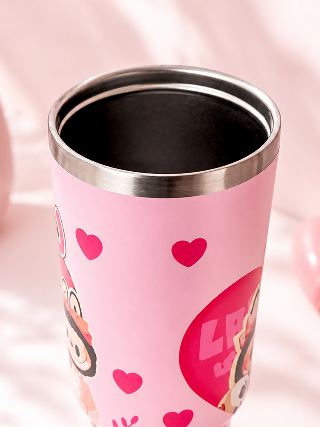 Pink Labubu Love Heart Stainless Steel Tumbler | Slide Lid & Reusable Straw