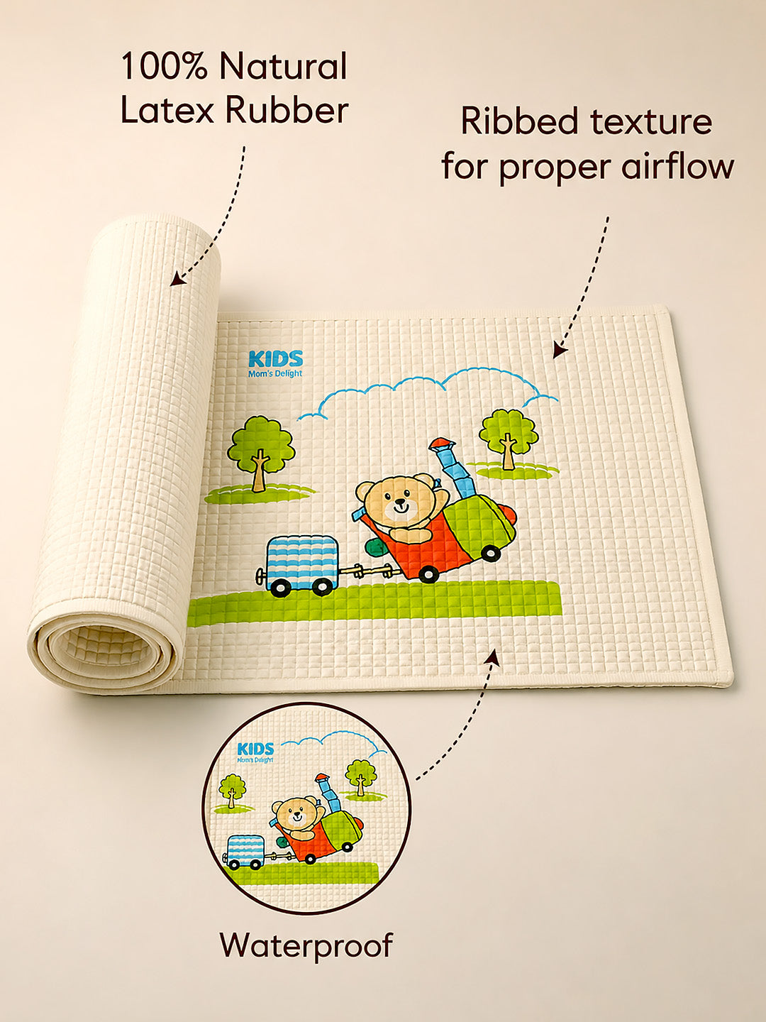 Baby Play & Massage Mat | Bubble Texture | Waterproof Natural Latex | Tummy Time & Bath Mat for Babies