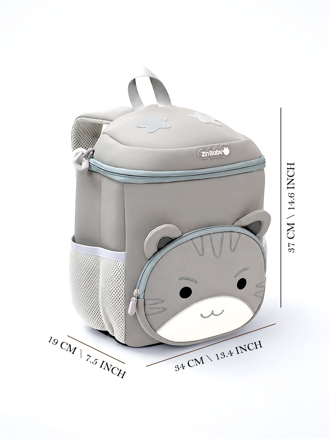 3D Cat Toddler & Kids Backpack with Safety Leash – Gray